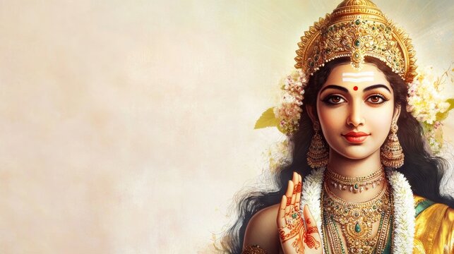 The Hindu goddess Parvati with a place to copy the text.