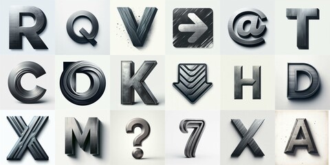 Brushed charcoal Lettering Typeface. AI generated illustration