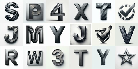 Brushed charcoal Lettering Typeface. AI generated illustration