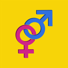 Line icon of joint male and female gender signs. Mars and Venus symbol © farid