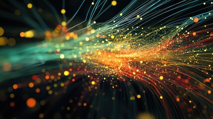 Obraz premium Abstract Swirling Lines with Golden and Red Bokeh