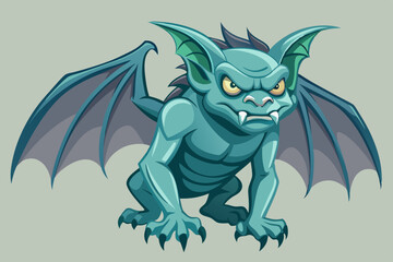 Gargoyle, watercolor clipart illustration with isolated background.
