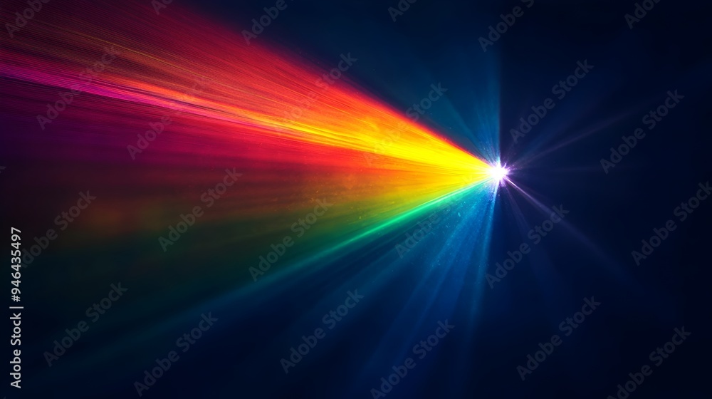 Poster conceptual image of a spectrum of vibrant colors created by light shining through a prism and disper