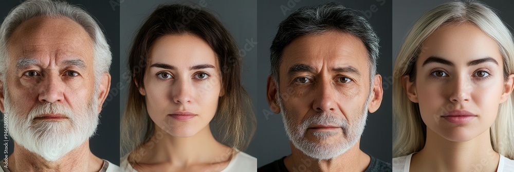 Fototapete this visual features four individuals of different ages and backgrounds, highlighting their distinct