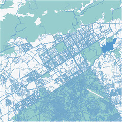Map of Islamabad in Pakistan in blue. Contains layered vector with roads water, parks, etc.