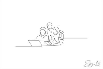 continuous line vector illustration of businessman completing work