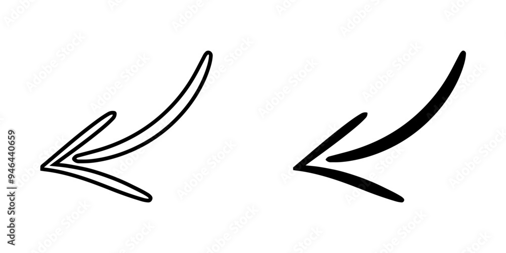 Poster curved arrow icon vector. arrow pointer icon sign symbol vector. arrow left vector icon illustration