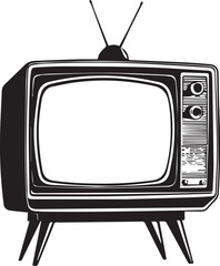 Vector image of an old TV on a white background