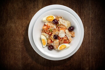 Tuscan Cod Risotto on the plate seen from above