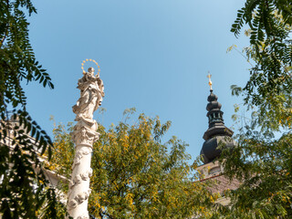 Sankt Polten, Austria - August 28, 2024: street views and casual life photo of architecture