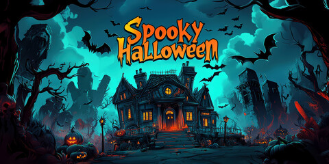 Halloween background happy pumpkin party poster element text cartoon