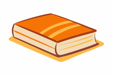 Book with orange, watercolor clipart illustration with isolated background.
