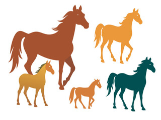 Horse silhouette Vector art illustration 2 . Horse ride , horse set 
