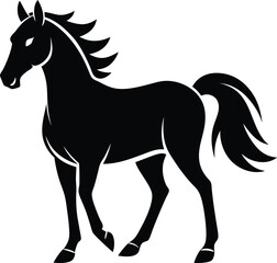 Horse silhouette Vector art illustration . Horse ride , horse set .