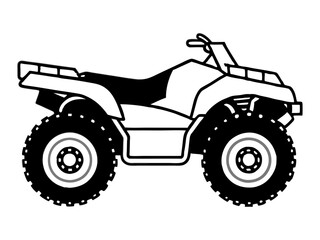 Black ATV on White Background - Vector Art Illustration