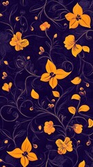 Shapes, Flowers, Waves, Purple and Yellow Florals, Abstract Image, Texture, Pattern Background, Wallpaper, Cover and Screen for Smartphone, PC, Laptop, 9:16 and 16:9 Format