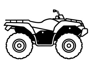 Black ATV on White Background - Vector Art Illustration