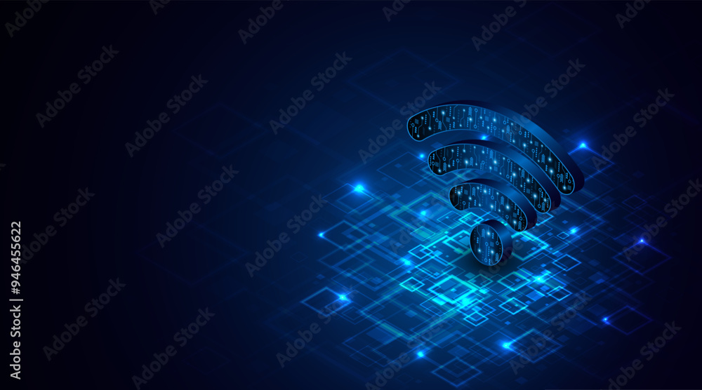 Poster Abstract wifi symbol. Concept of communication technology, internet signal or wireless connection.	