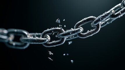 A close-up of a breaking chain, symbolizing strength and fragility.