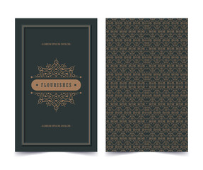 Vintage ornament greeting card vector template