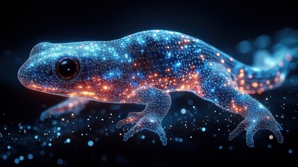 Digital Art of a Wireframe Frog