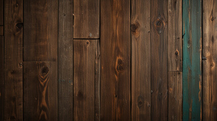 Fototapeta premium Fond de planche de bois marron foncé, papier peint. Vieux fond en bois texturé foncé grunge, la surface de la vieille texture de bois brun, vue de dessus lambris en bois de pin brun. 