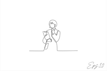 continuous line vector illustration of a female doctor