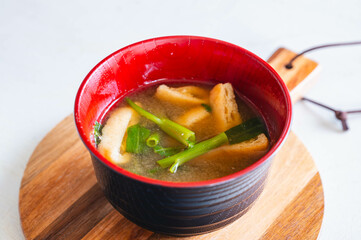 空芯菜と揚げの味噌汁