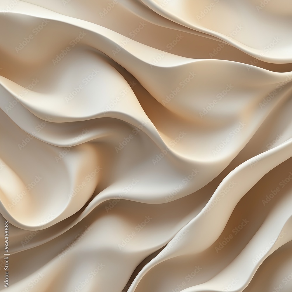 Poster smooth beige abstract waves - elegant flowing background with minimalistic aesthetic