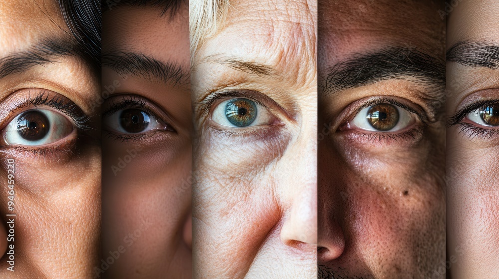Leinwandbilder a striking display of human eyes from different individuals, illustrating a range of emotions and cu