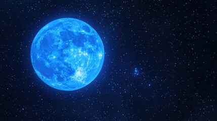 Fototapeta premium A full blue moon with stars twinkling in the background, creating a peaceful night scene.