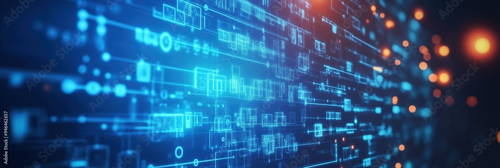 Aufkleber abstract digital network background with glowing connections and futuristic technology elements