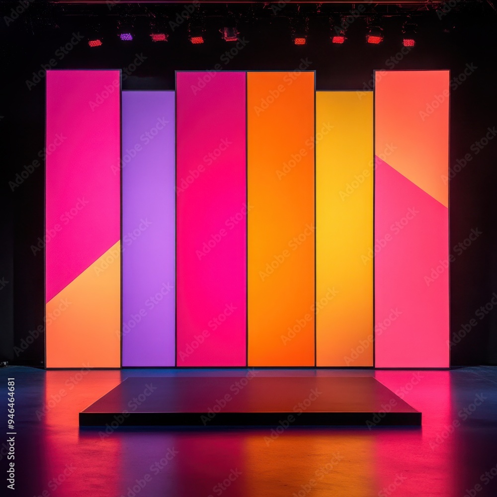 Poster backlit geometric shapes: geometric shapes backlit with bold colors to create a modern and abstract 