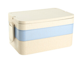 Plastic lunch box with lid isolated on white