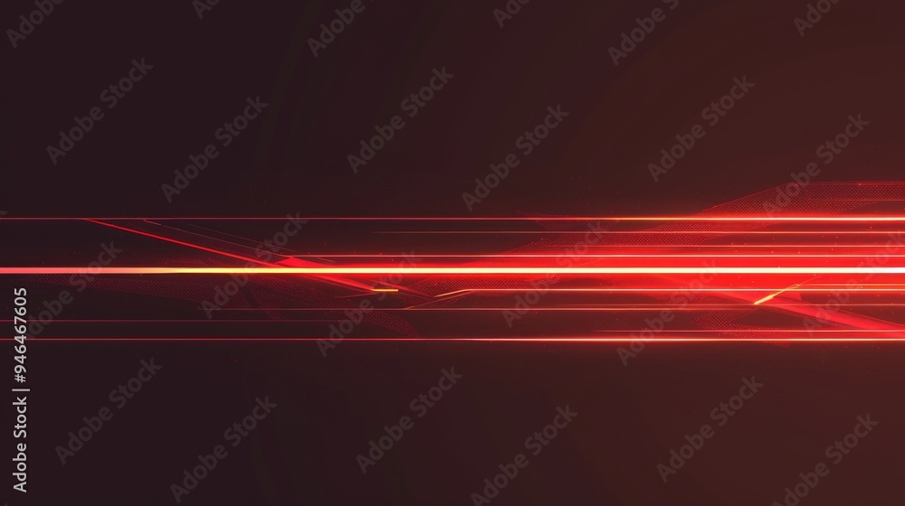 Aufkleber red glowing light effect on a black background, horizontal lines with gradient and speed lines for d