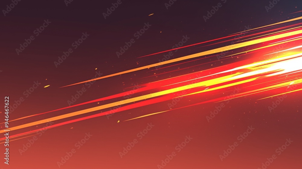 Poster red glowing light effect on a black background, horizontal lines with gradient and speed lines for d