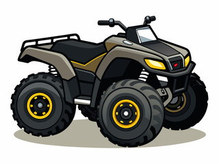 Black ATV on White Background Vector Art Illustration