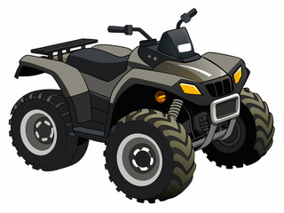 Black ATV on White Background Vector Art Illustration