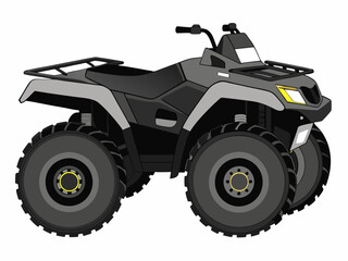 Black ATV on White Background Vector Art Illustration