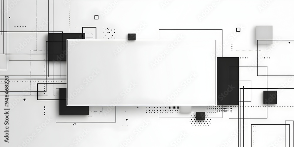 Aufkleber minimalist black line frame with simple geometric shapes at the corners ideal for modern designs and