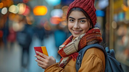 girl holding credit card : Generative AI