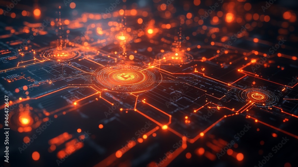 Poster dynamic holographic financial data streams flow across a digital interface, showcasing fluctuating m