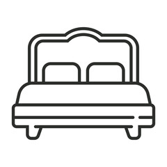 Double bed icon, Furniture symbol outline icon, editable vector illustration and transparent graphic element. Isolated on white background