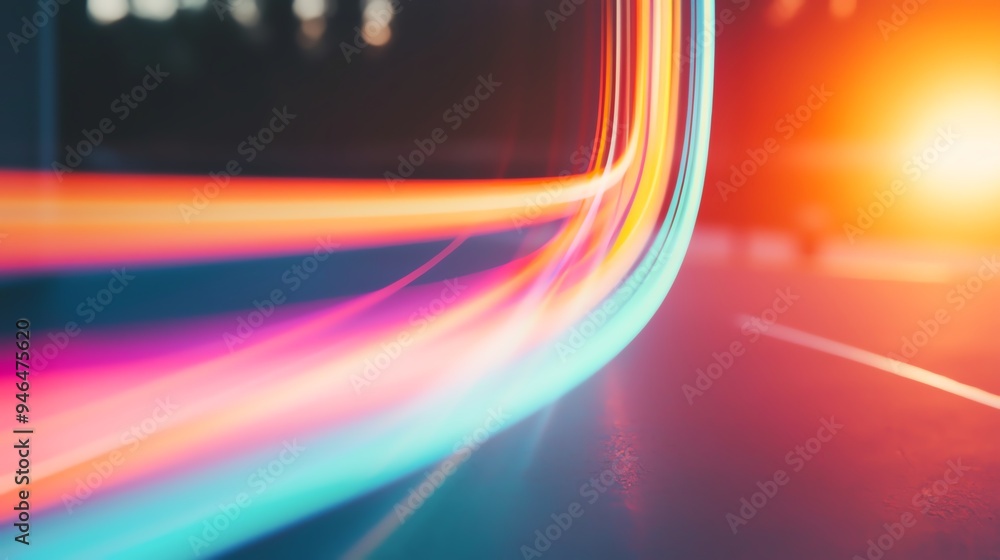 Poster dynamic light trails create a vivid abstract background that evokes energy and movement, perfect for