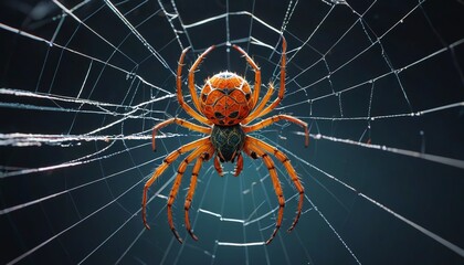 A close-up of a spider spinning its web, with each thread captured in slow motion to emphasize the intricate and delicate process, Generative AI.