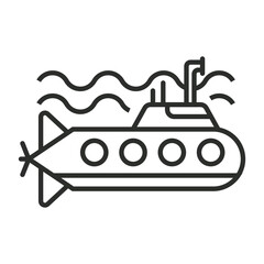 Submarine icon, Military symbol outline icon, editable vector illustration and transparent graphic element. Isolated on white background