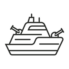Ship icon, Military symbol outline icon, editable vector illustration and transparent graphic element. Isolated on white background