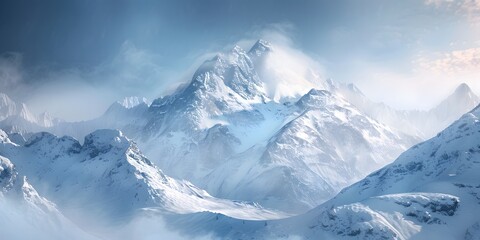 Snowy Winter Mountain Range