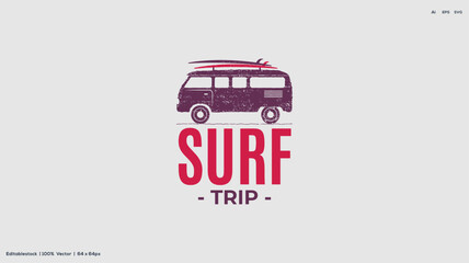 Surf Trip logo design vector illustration 