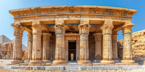 Obraz premium Explore the stunning architecture of ancient temples near the pyramids of Egypt